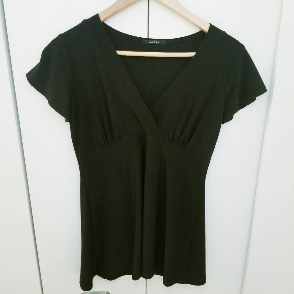 3/$45 | Majora Black V-neck Top Blouse Shortsleeve